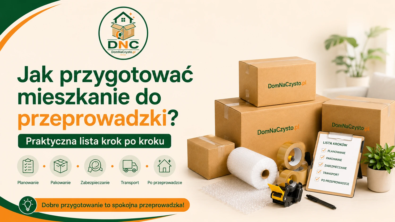 Jak przygotować mieszkanie do przeprowadzki - DomNaCzysto.pl Jak przygotować mieszkanie do przeprowadzki – praktyczna lista krok po kroku